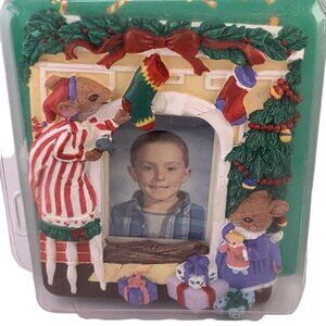 American Greetings Christmas Picture Frame For Kids Photo Green Stocking Mouse